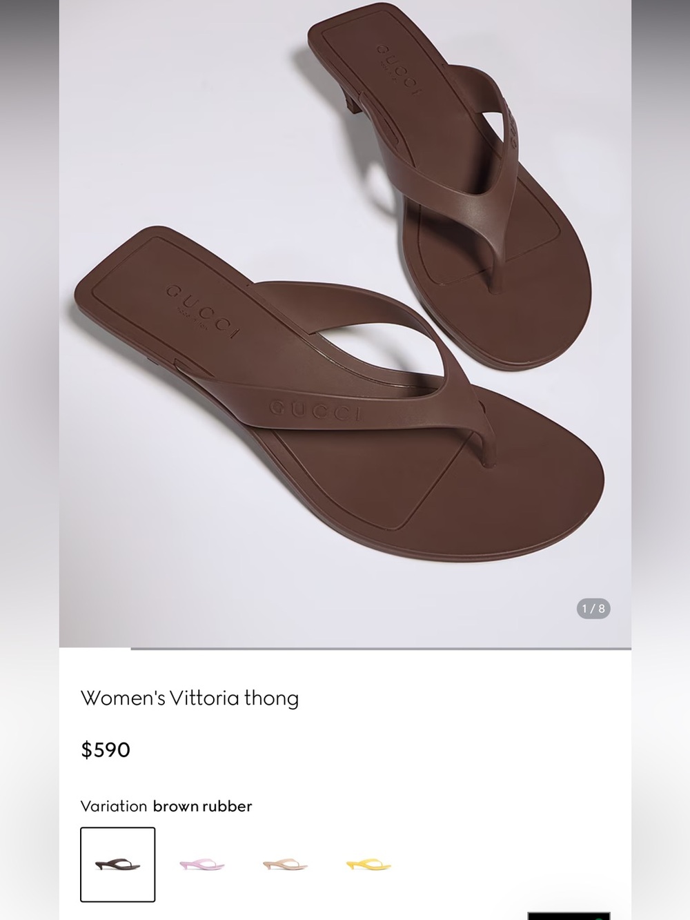 Gucci Brown Heeled Thong Mules - Picture 8 of 10